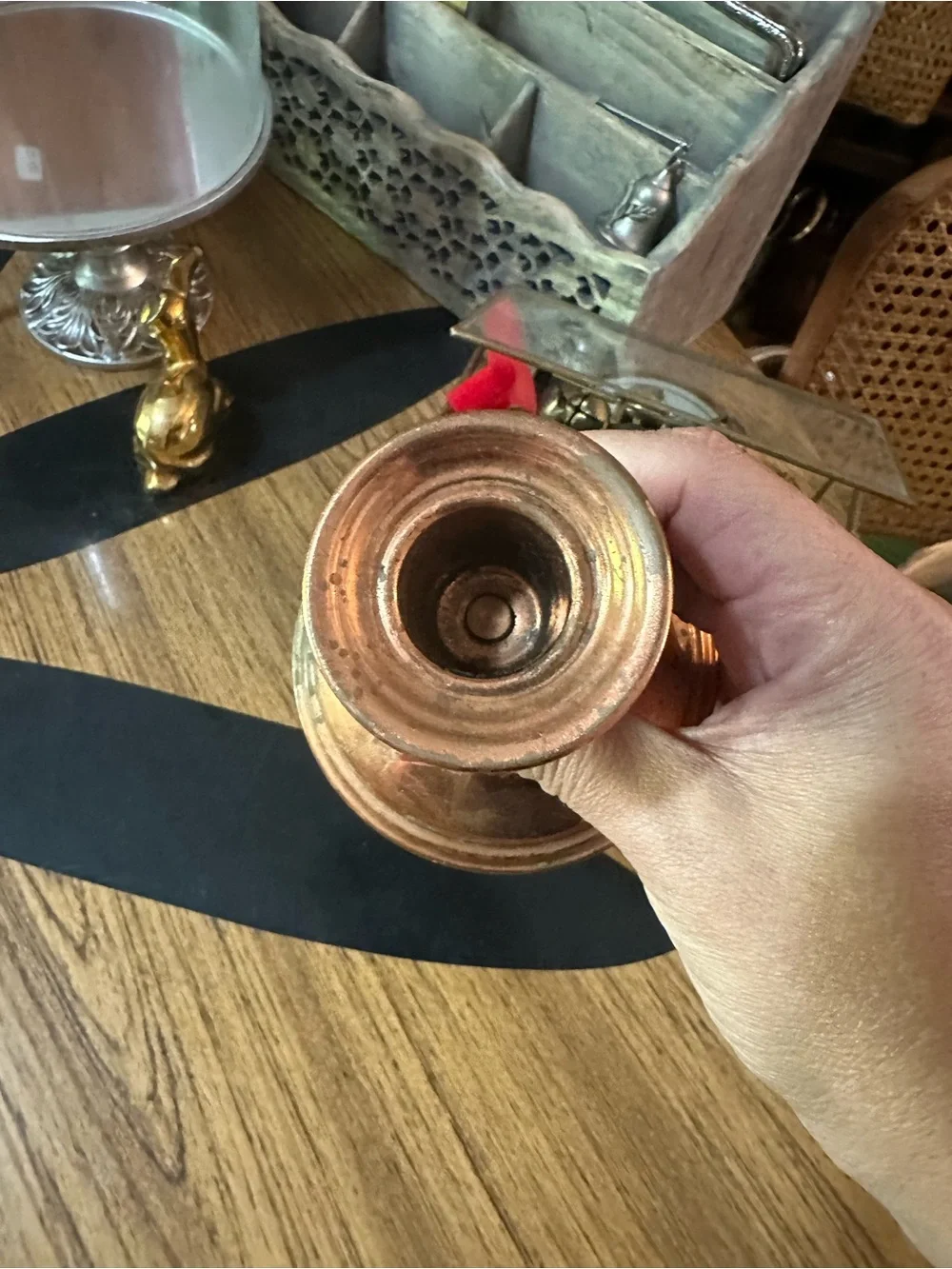 Vintage Copper Candlestick Holder - Copper Home Accent - brass and copper?